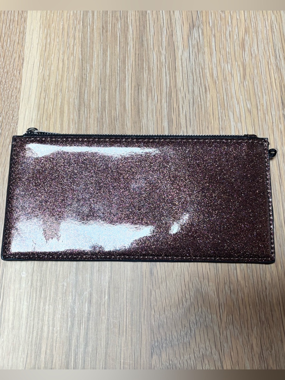 Zara Black Glitter Zip Card Pouch